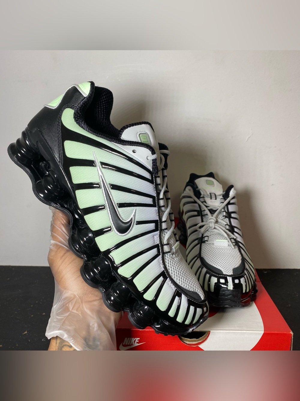 Size 10- Brand New Nike Shox TL “Vapor Green Black”